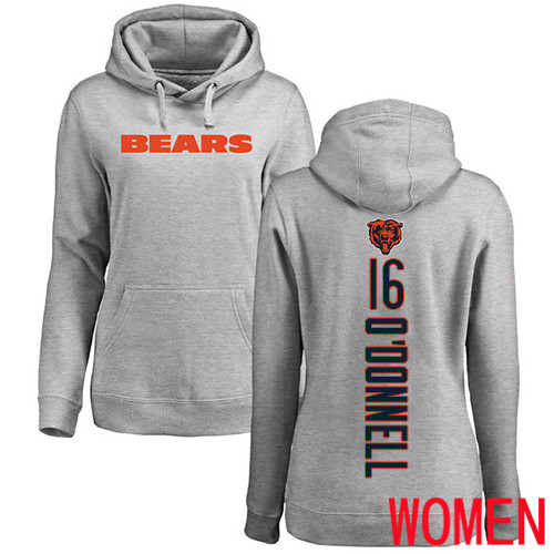 Chicago Bears Ash Women Pat O Donnell Backer NFL Football 16 Pullover Hoodie Sweatshirts